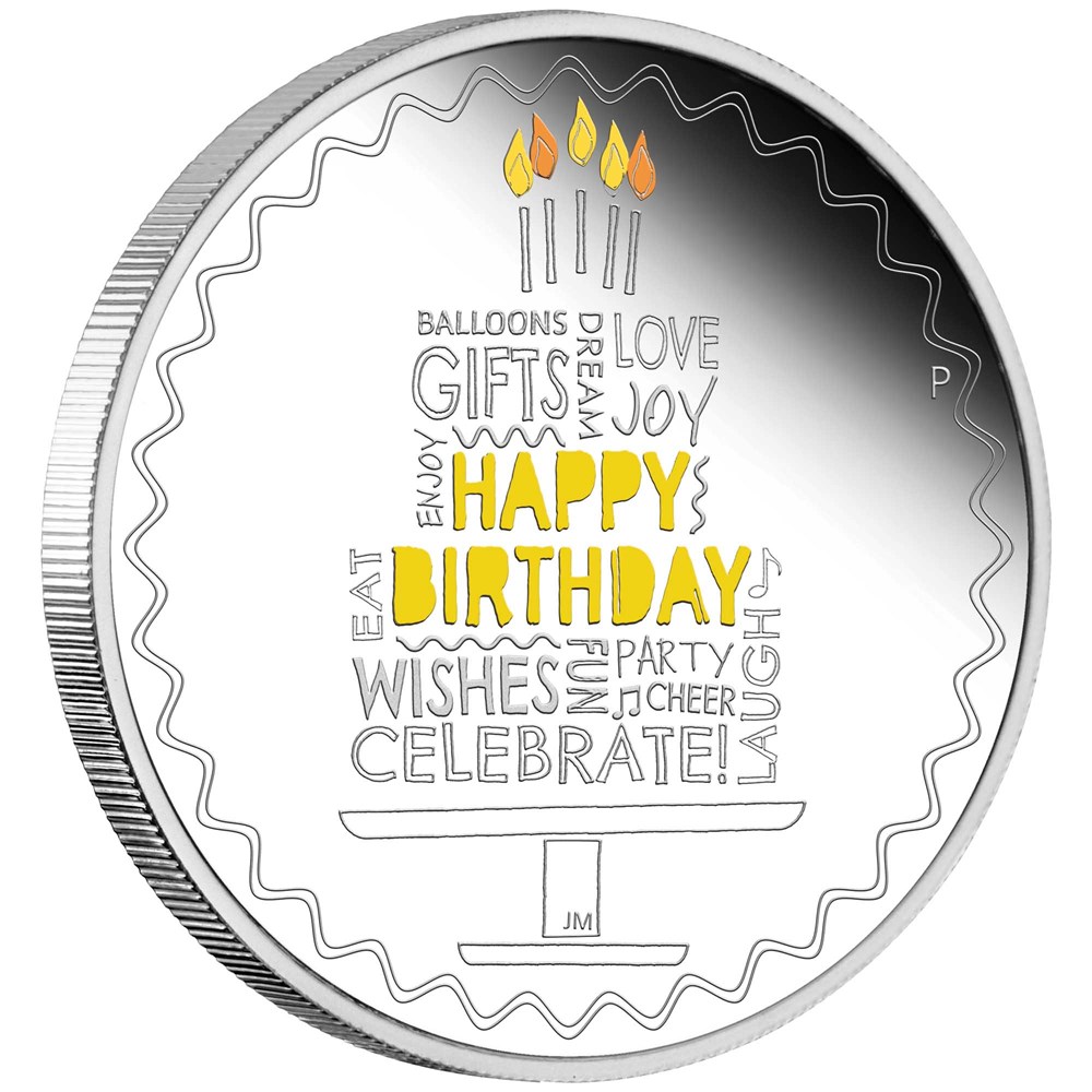 01 2022 HappyBirthday 1oz Silver Proof Coloured Coin OnEdge HighRes