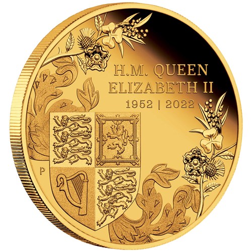 06 Queens Platinum Jubilee 2022 Gold Proof Coin OnEdge HighRes