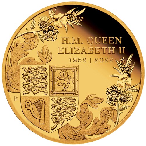 07 Queens Platinum Jubilee 2022 Gold Proof Coin StraightOn HighRes