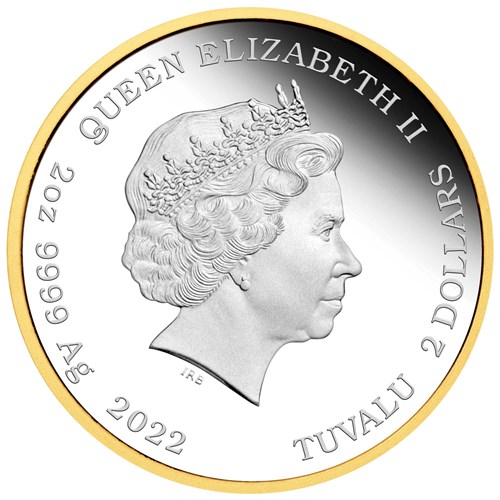 03 2022 Tutankhamen 100th Anniversary 2oz Silver Gilded Coloured Coin Obverse HighRes