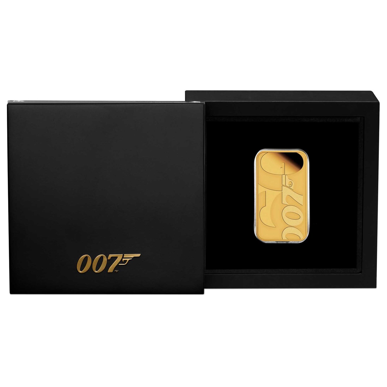 04 2022 James Bond 60th Anniversary 1oz Gold Proof Rectangular Coin inCase HighRes