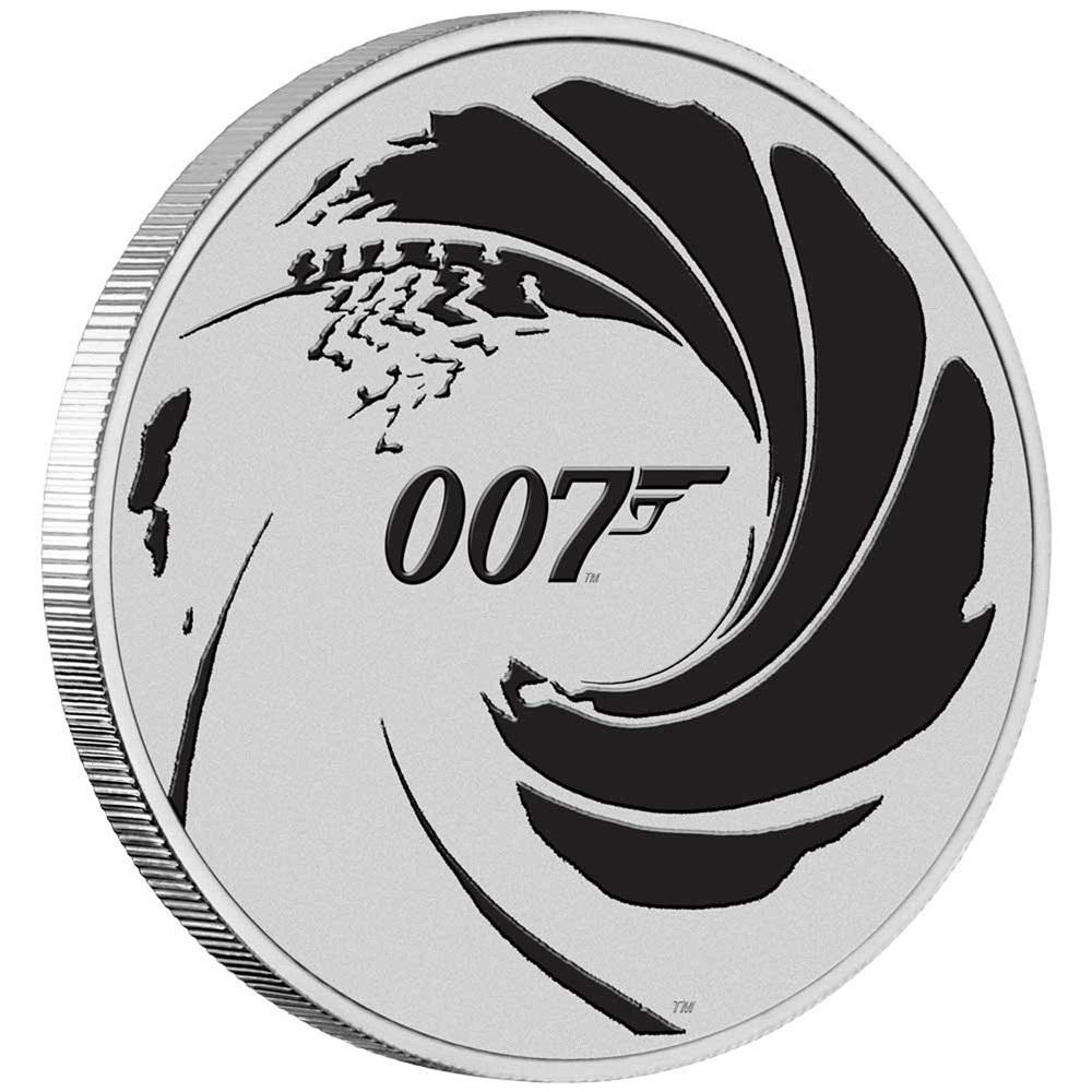 01 2021 James Bond 1oz Silver Bullion Coloured Coin OnEdge HighRes