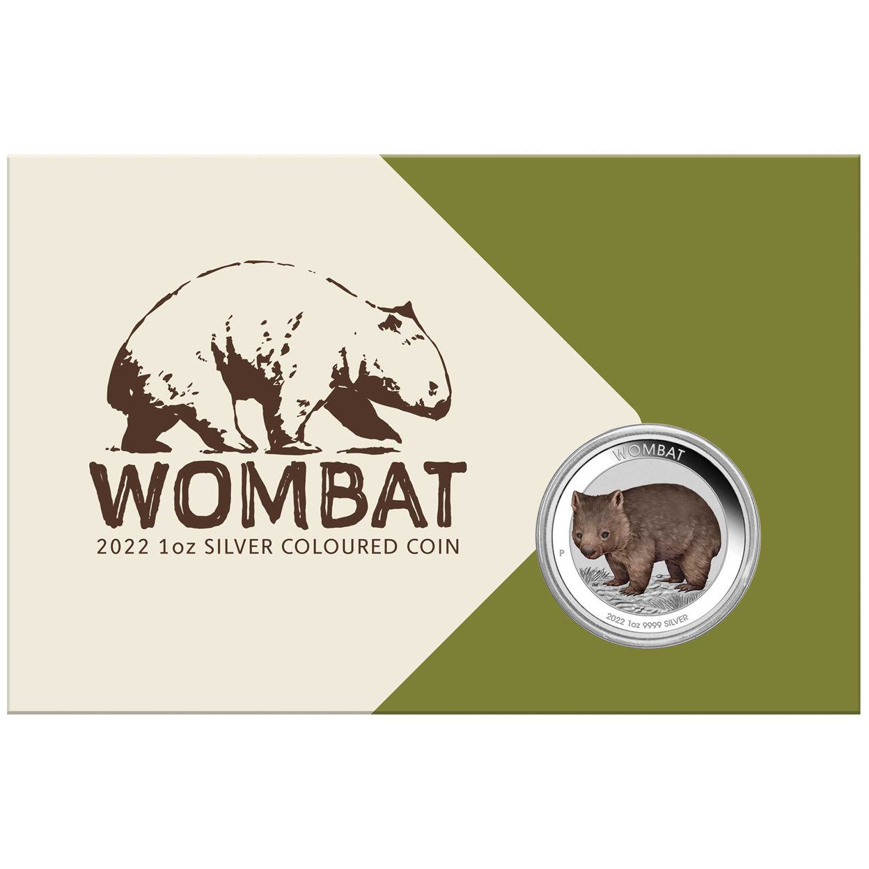 Australian Wombat 2022 1oz Silver Coloured Coin in Card