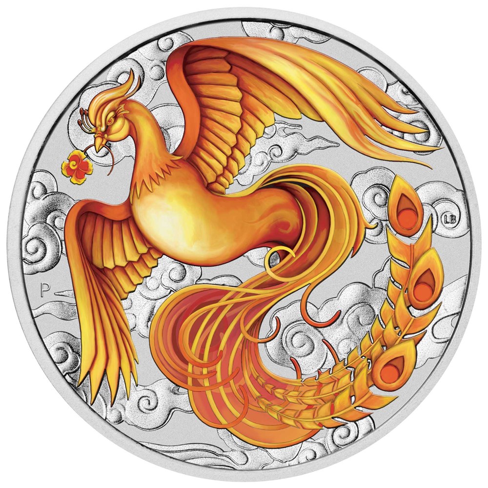 07 Phoenix 2022 1oz Silver Coloured Coin StraightOn HighRes