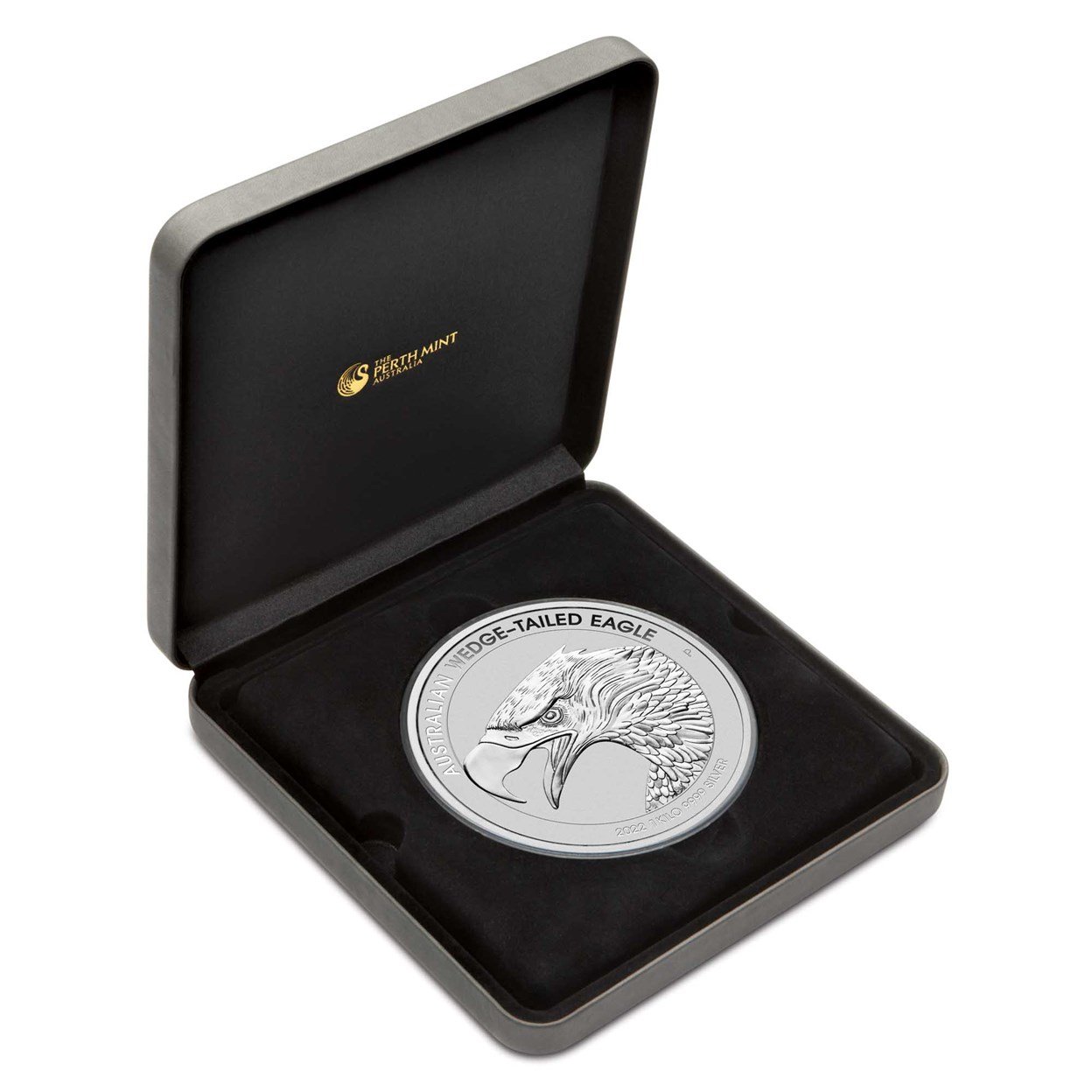 04 2022 Australian Wedge tailed Eagle 1Kilo Silver Reverse Proof Coin In Case HighRes