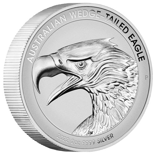01 2022 Australian WedgeTailed Eagle 2oz Silver Reverse Proof Piedfort HR Coin OnEdge HighRes