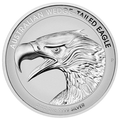 02 2022 Australian WedgeTailed Eagle 2oz Silver Reverse Proof Piedfort HR Coin StraightOn HighRes