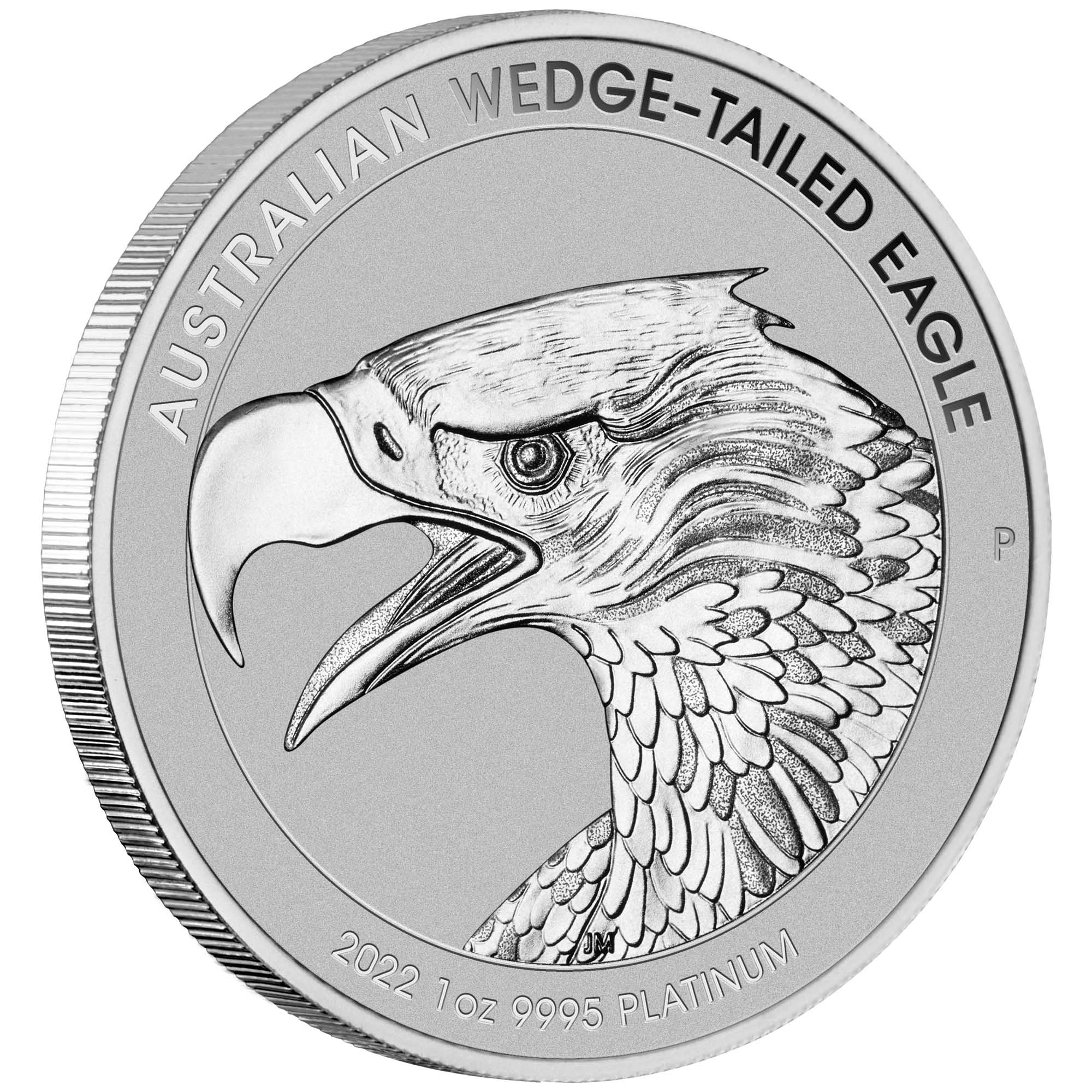 01 2022 Australian WedgeTailed Eagle 1oz Platinum Enahnced Reverse Proof Coin OnEdge HighRes