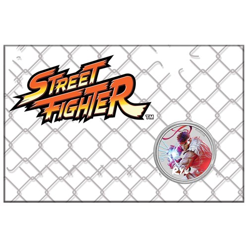 00 2022 Street Fighter Ryu 1oz Silver Coloured Coin InCard HighRes