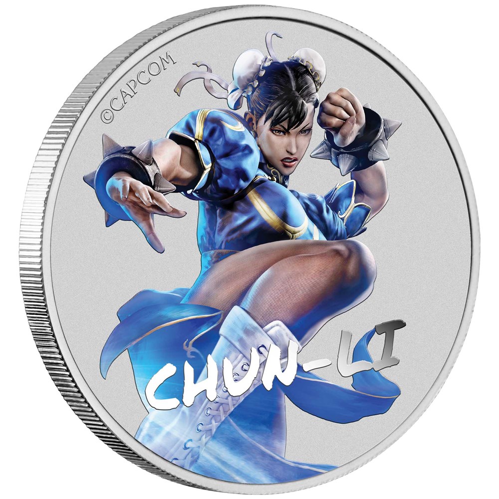 01 2022 Chun Li 1oz Silver Coloured Coin OnEdge HighRes