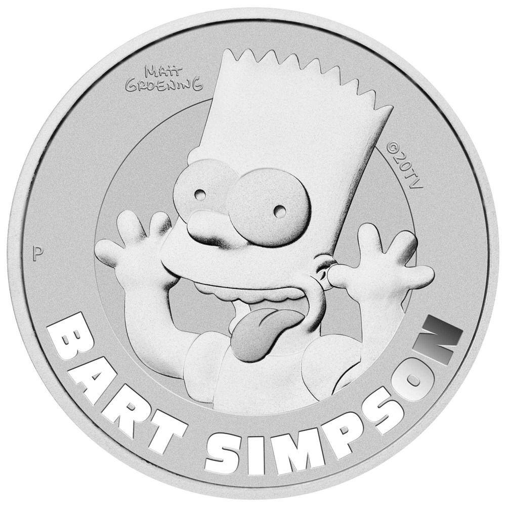 02 2022 Simpsons Bart 1oz Silver Bullion Coin  StraightOn HighRes