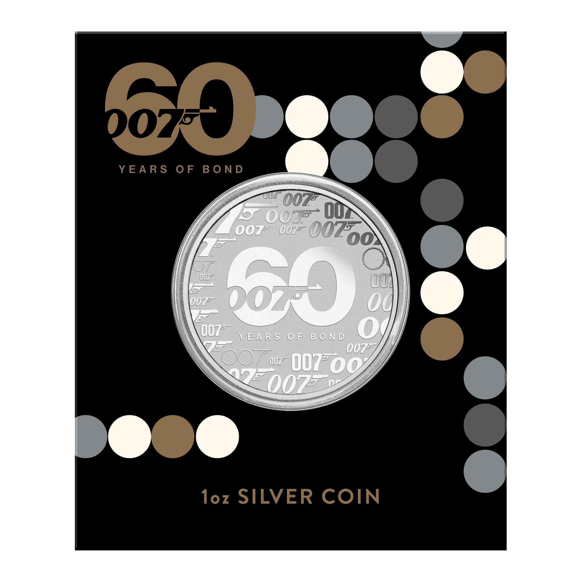 00 2022 James Bond 60th Anniversary 1oz Silver Proof Coin InCard HighRes