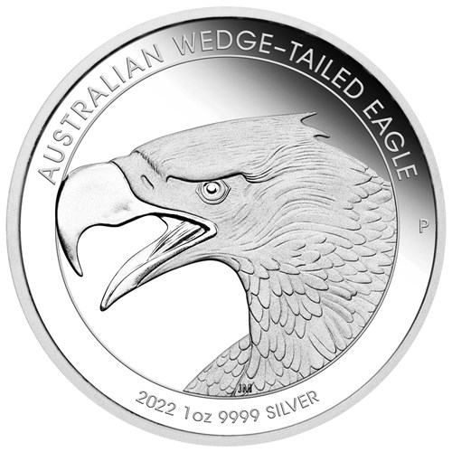 02 2022 AustralianWedge TailedEagle 1oz Silver Proof Coin StraightOn HighRes