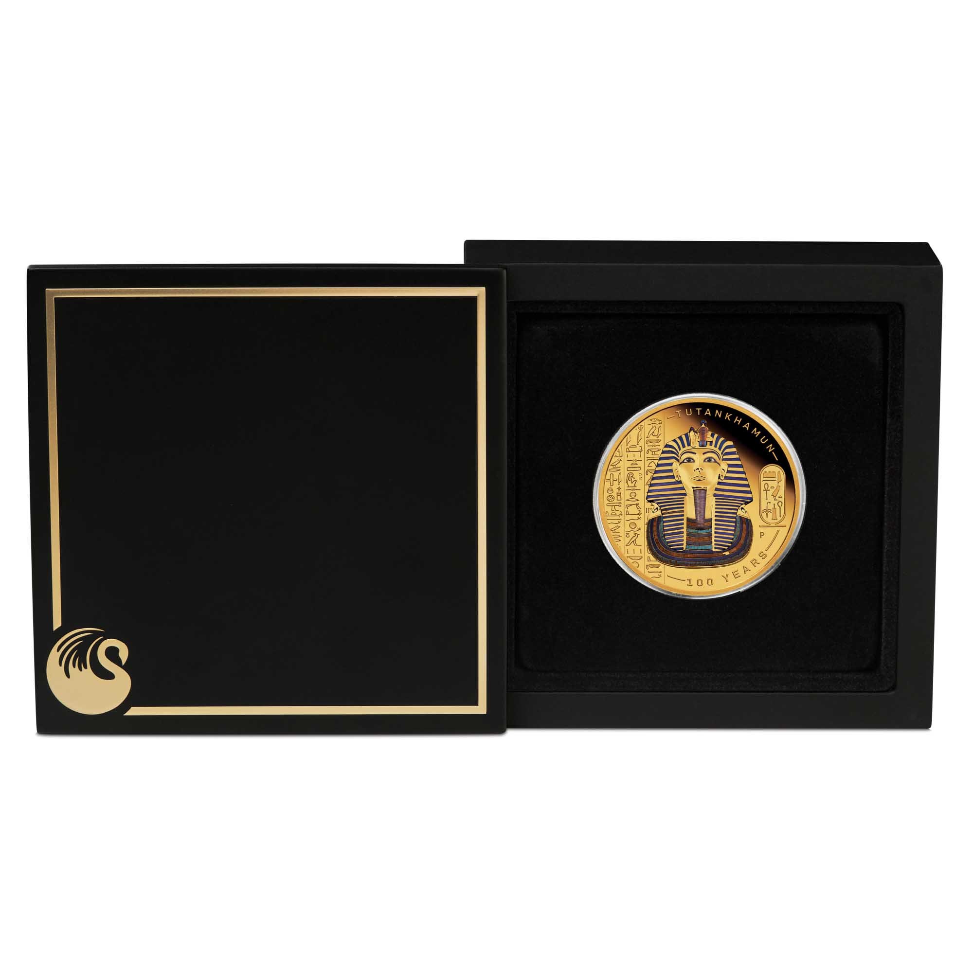 04 2022 Tutankhamen 100th Anniversary 1oz Gold Coloured Coin InCase HighRes