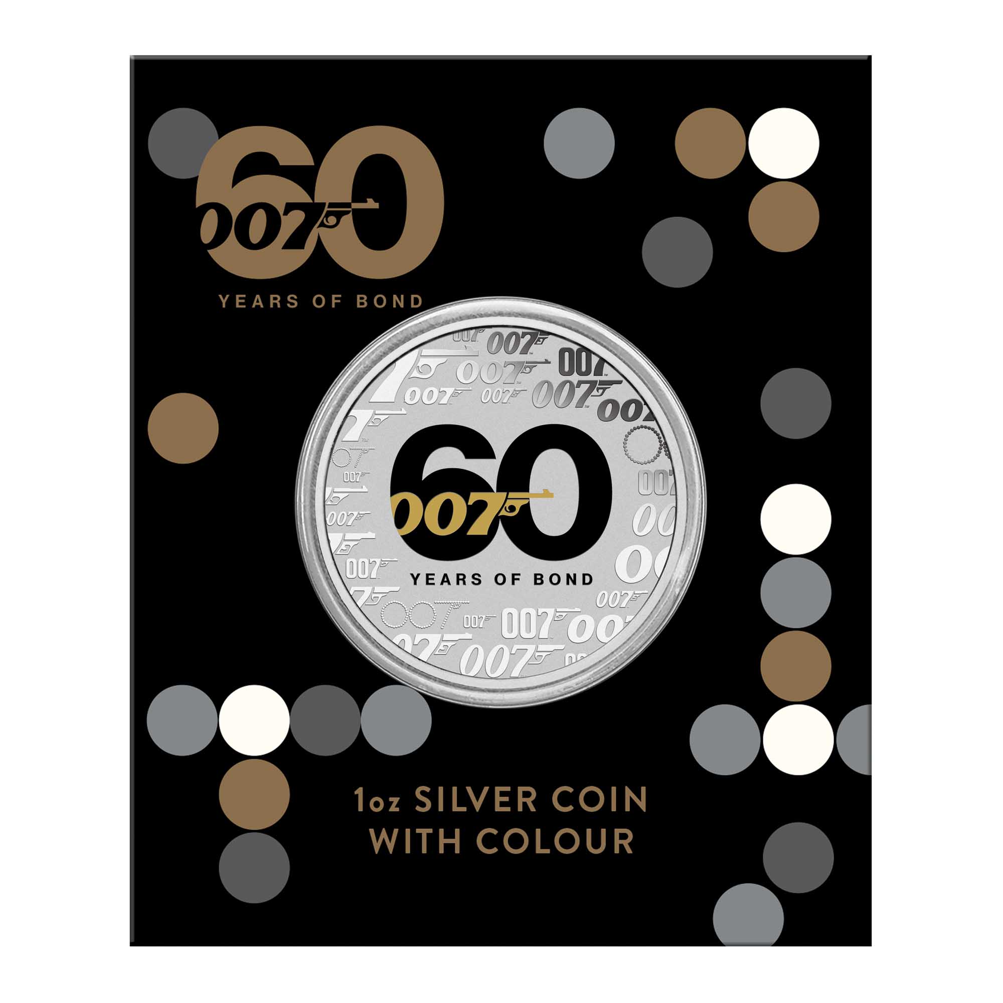 00 2022 James Bond 60th Anniversary 1oz Silver Coloured Coin In Card HighRes