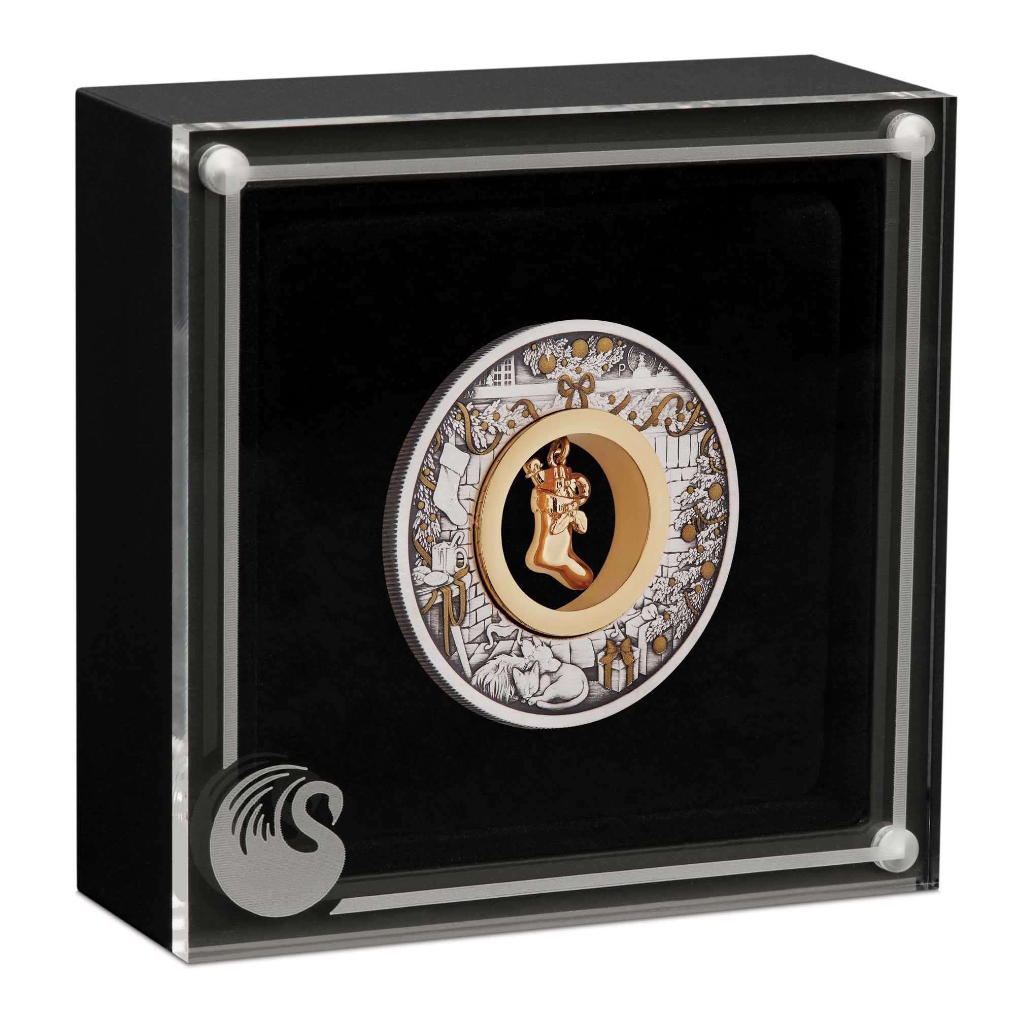 04 2022 Jingle bell 2oz Silver Antiqued Coin InCase HighRes