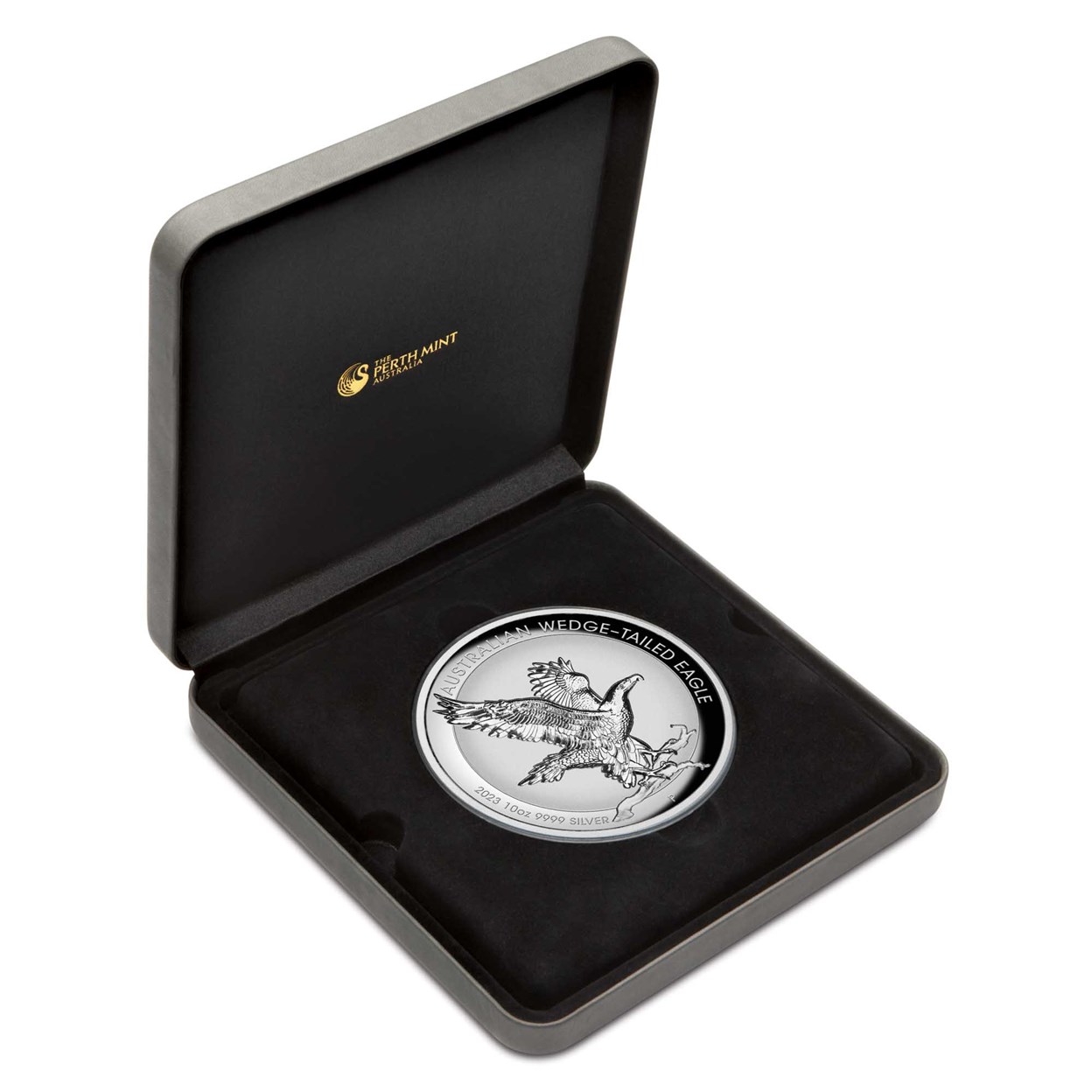 04 2023 AustralianWedge TailedEagle 10oz Silver Proof  Incused Coin In Case HighRes