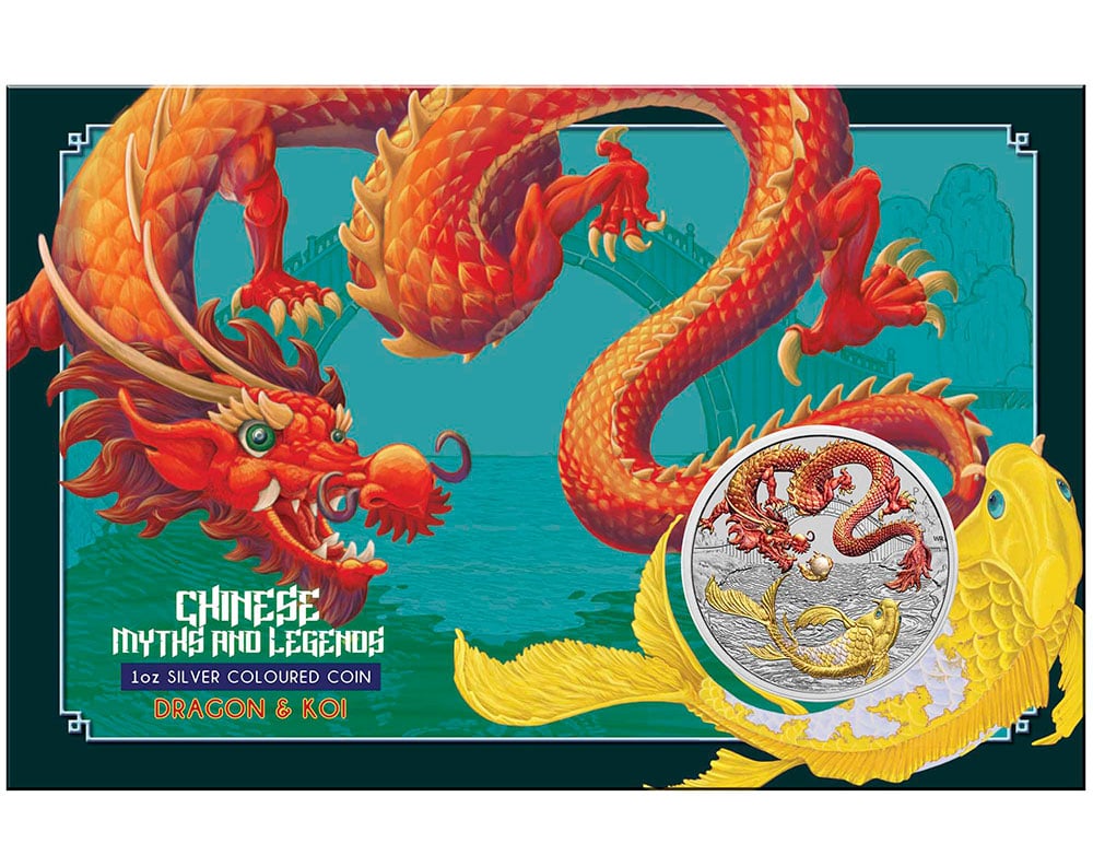 01 Dragon & Koi 2023 1oz Silver Coloured Coin InCard HighRes CROPPED