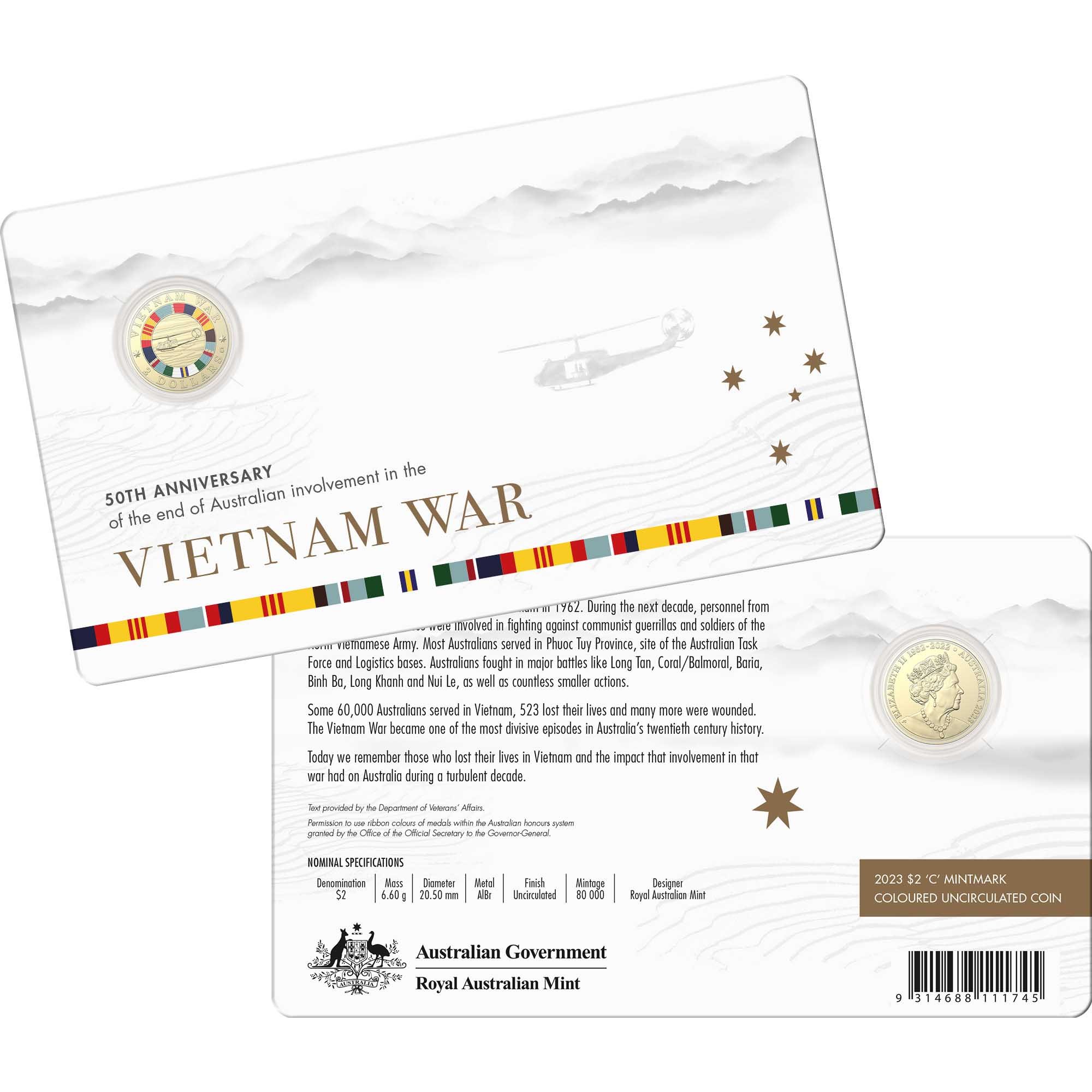01 2023 vietnam war 2 c mintmark unc coin card layout vertical