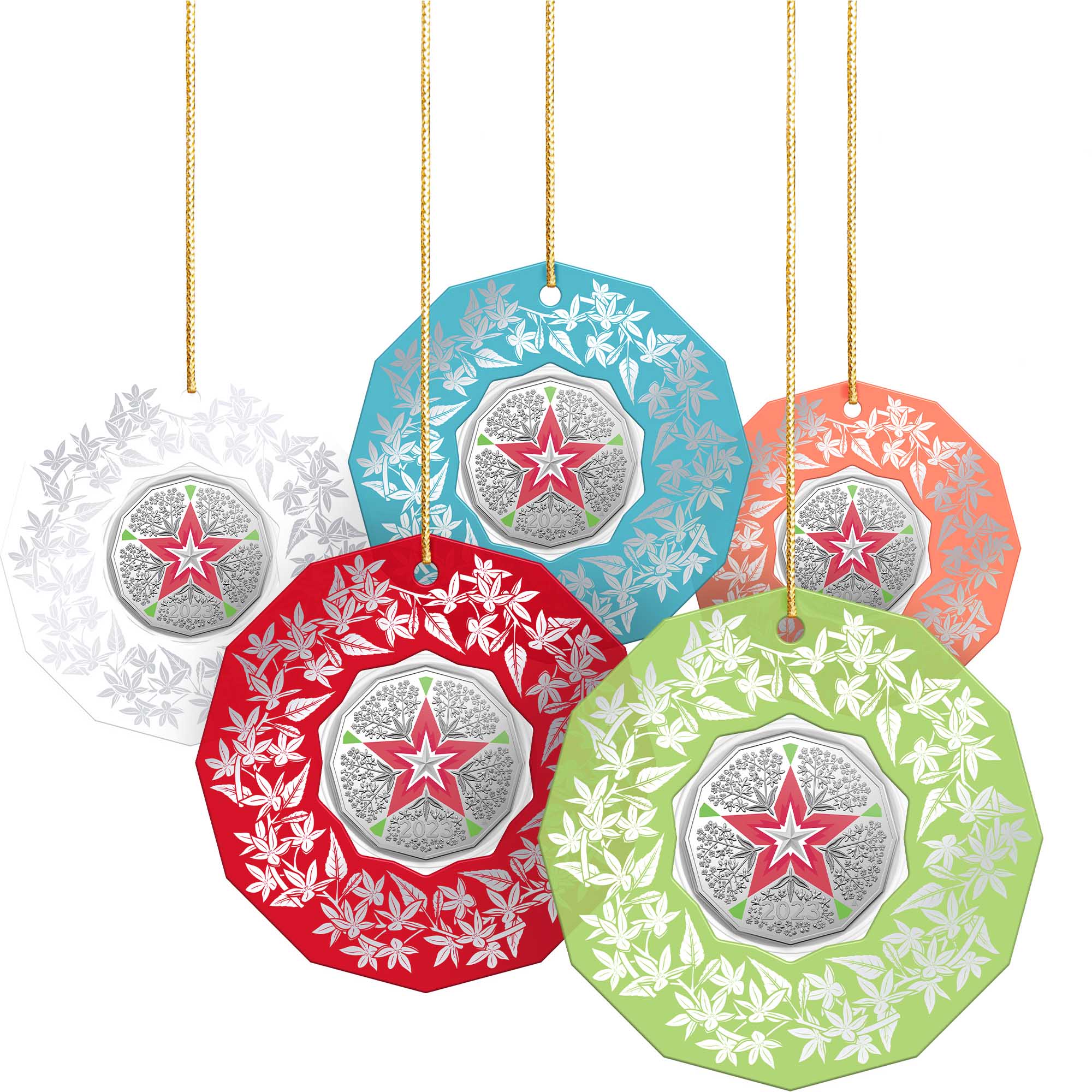 03 2023 Christmas 50c Coloured UNC All Colours Hanging