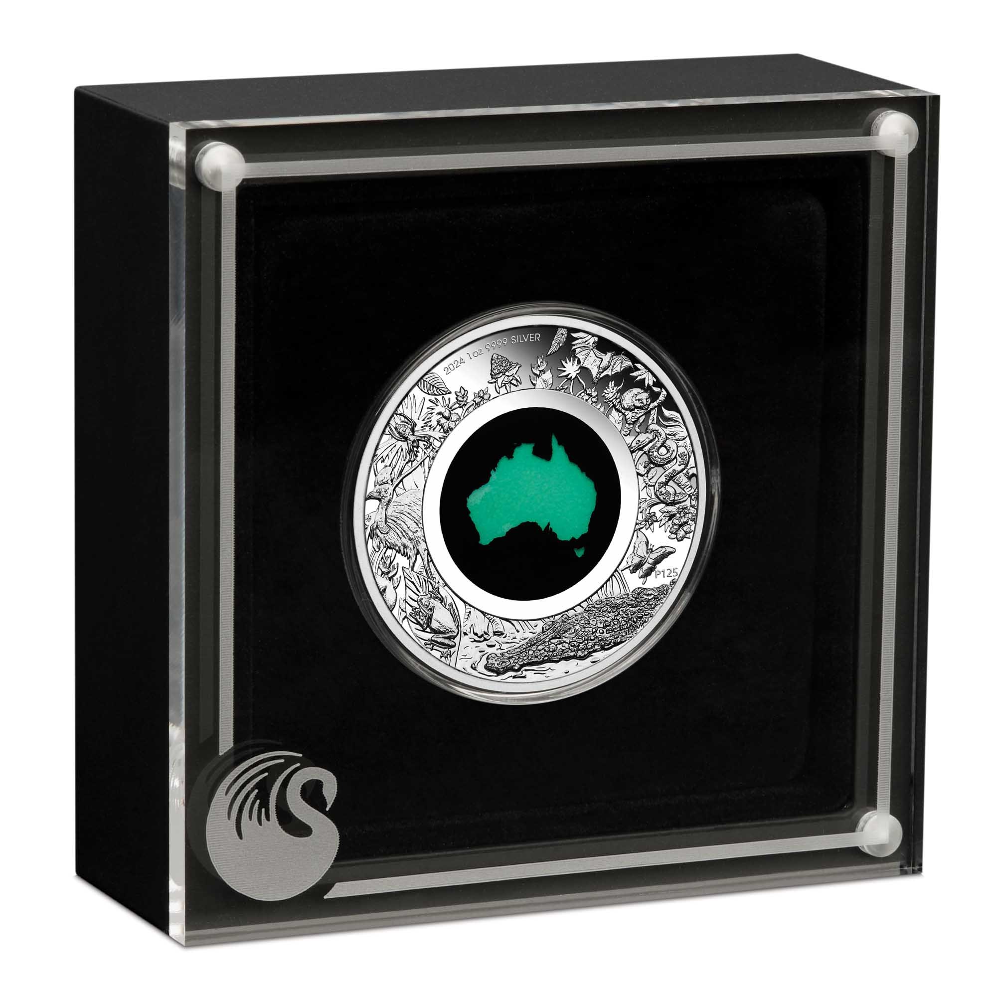 04 Great Southern Land 2024 1oz Silver Proof Chrysoprase Coin In Case HighRes