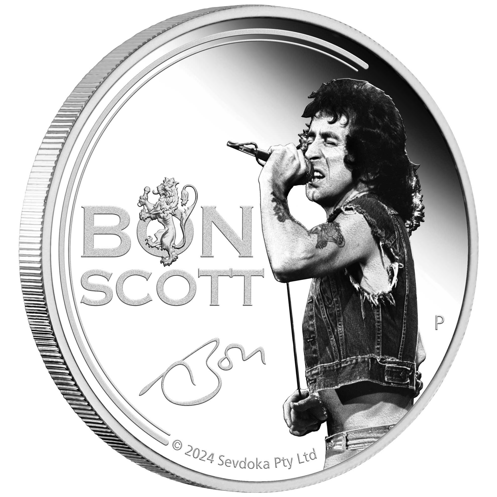 01 Bon Scott 2024 1oz Silver Proof Coloured Coin OnEdge HighRes