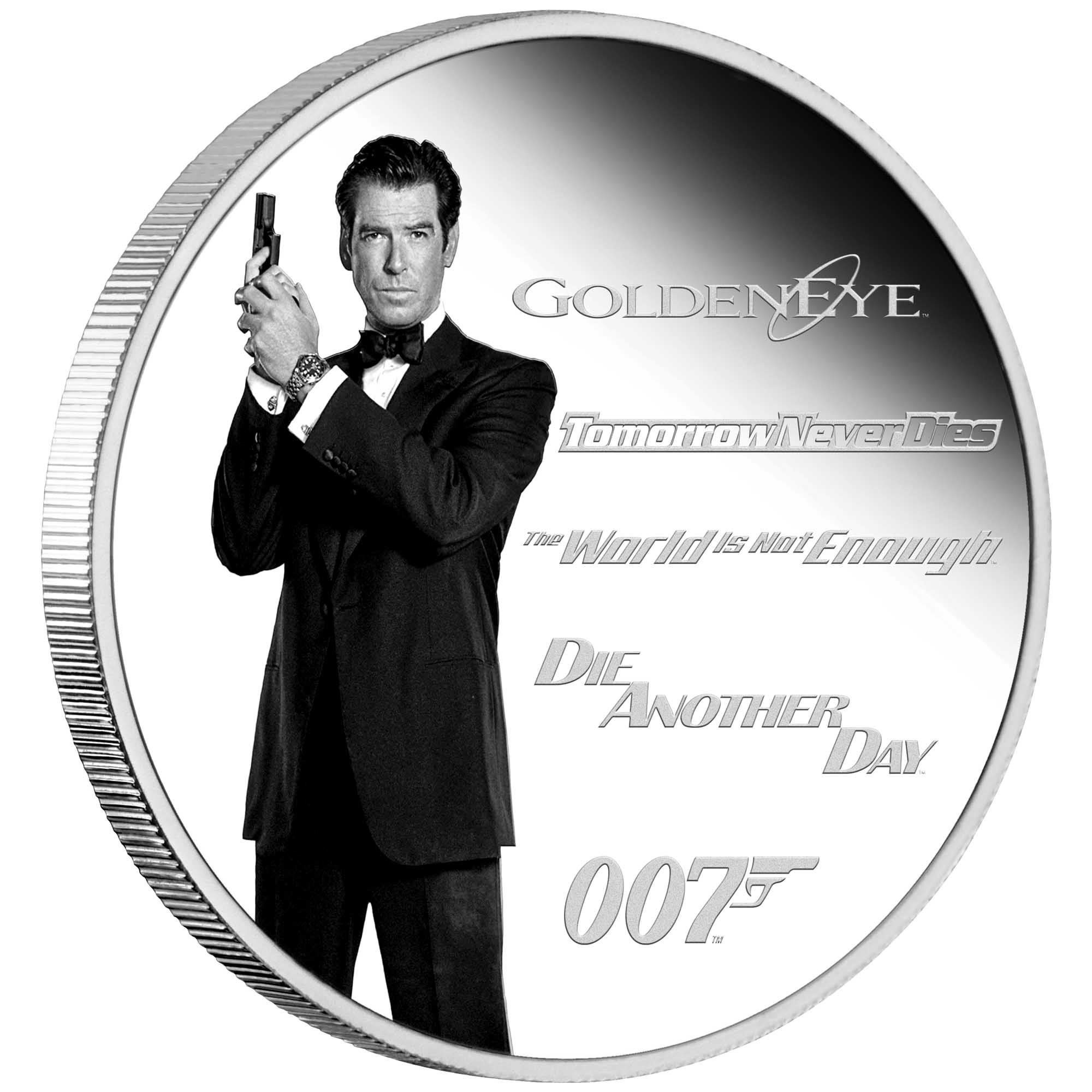 01 2024 James Bond Legacy Series 4th Issue 1oz Silver Proof Coloured Coin On Edge HighRes