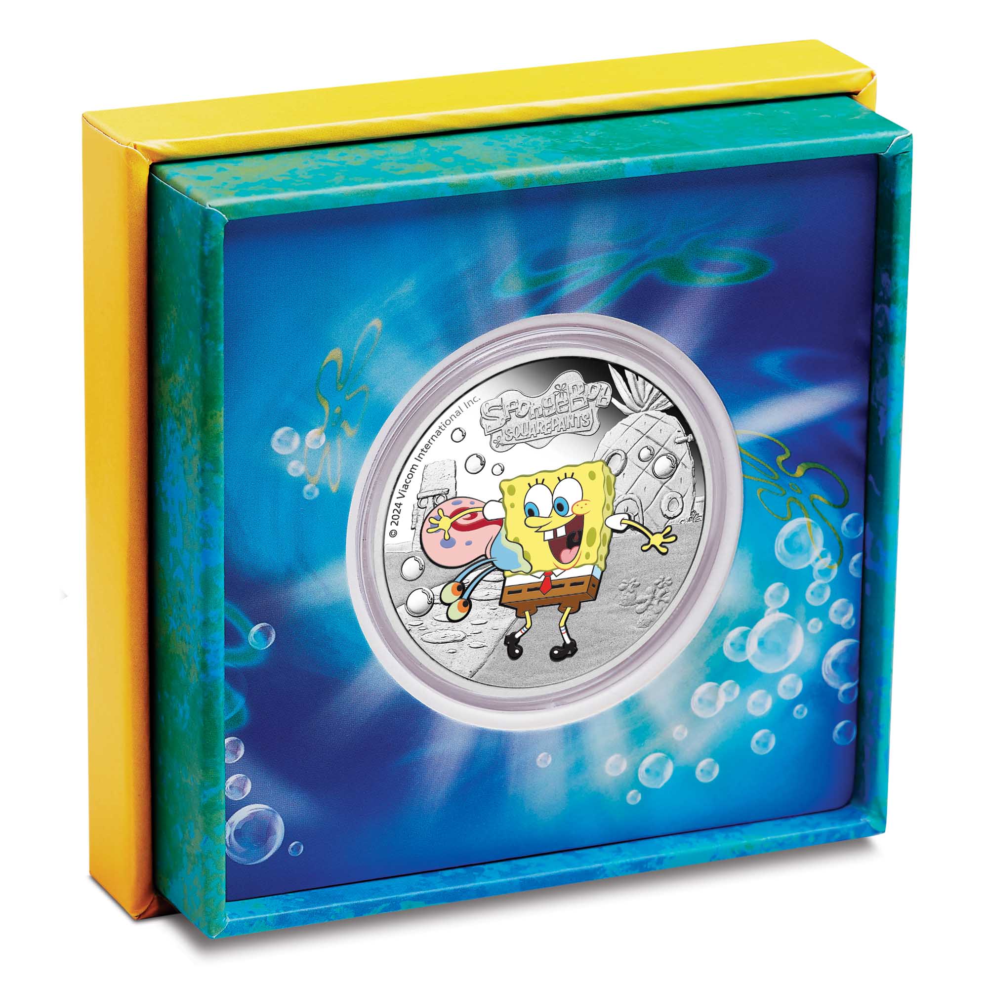 04 SpongeBob and Gary 2024 1oz Silver Proof Coloured Coin In Case HighRes