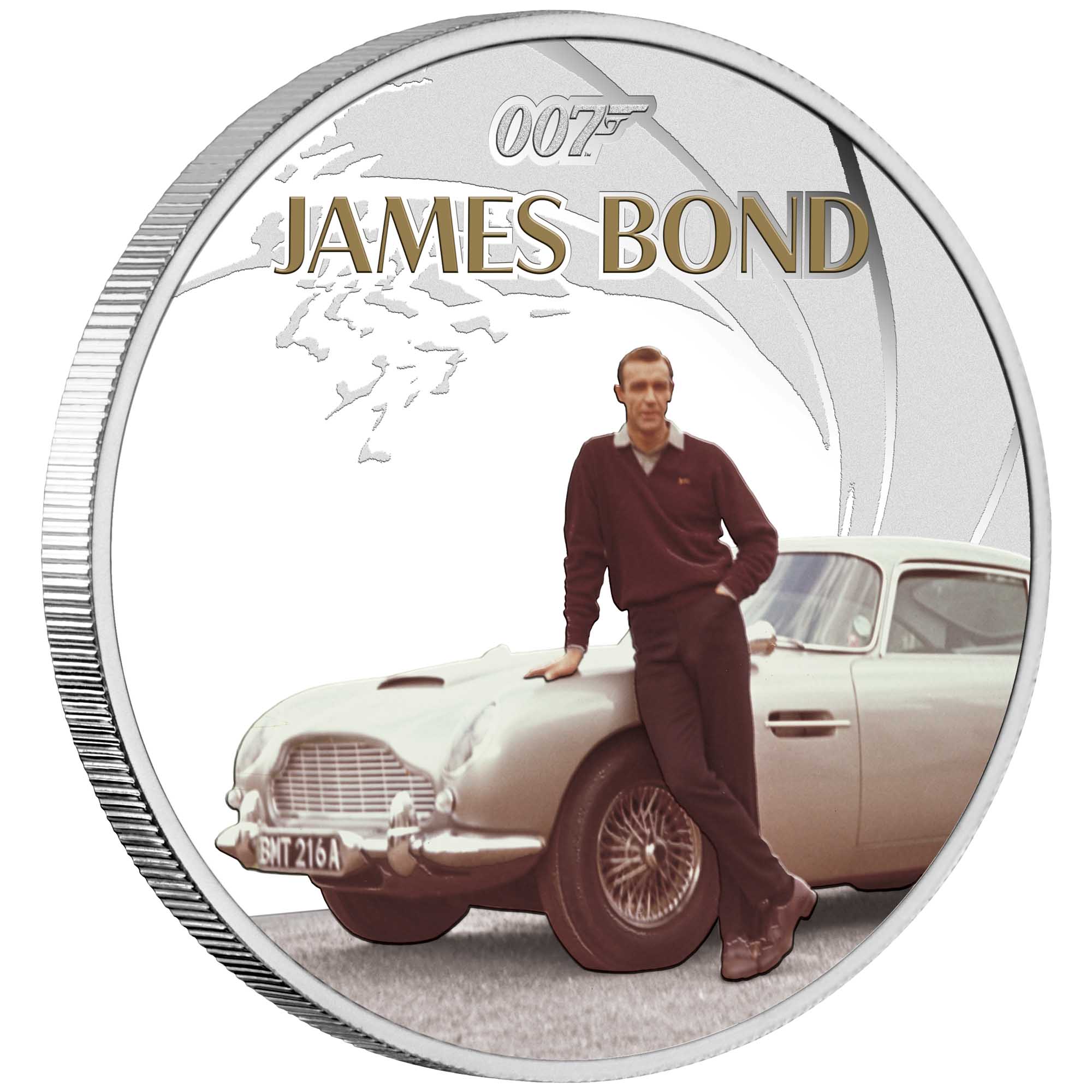06 James Bond Aston Martin DB5 2024 1oz Silver Proof Coin on edge HighRes
