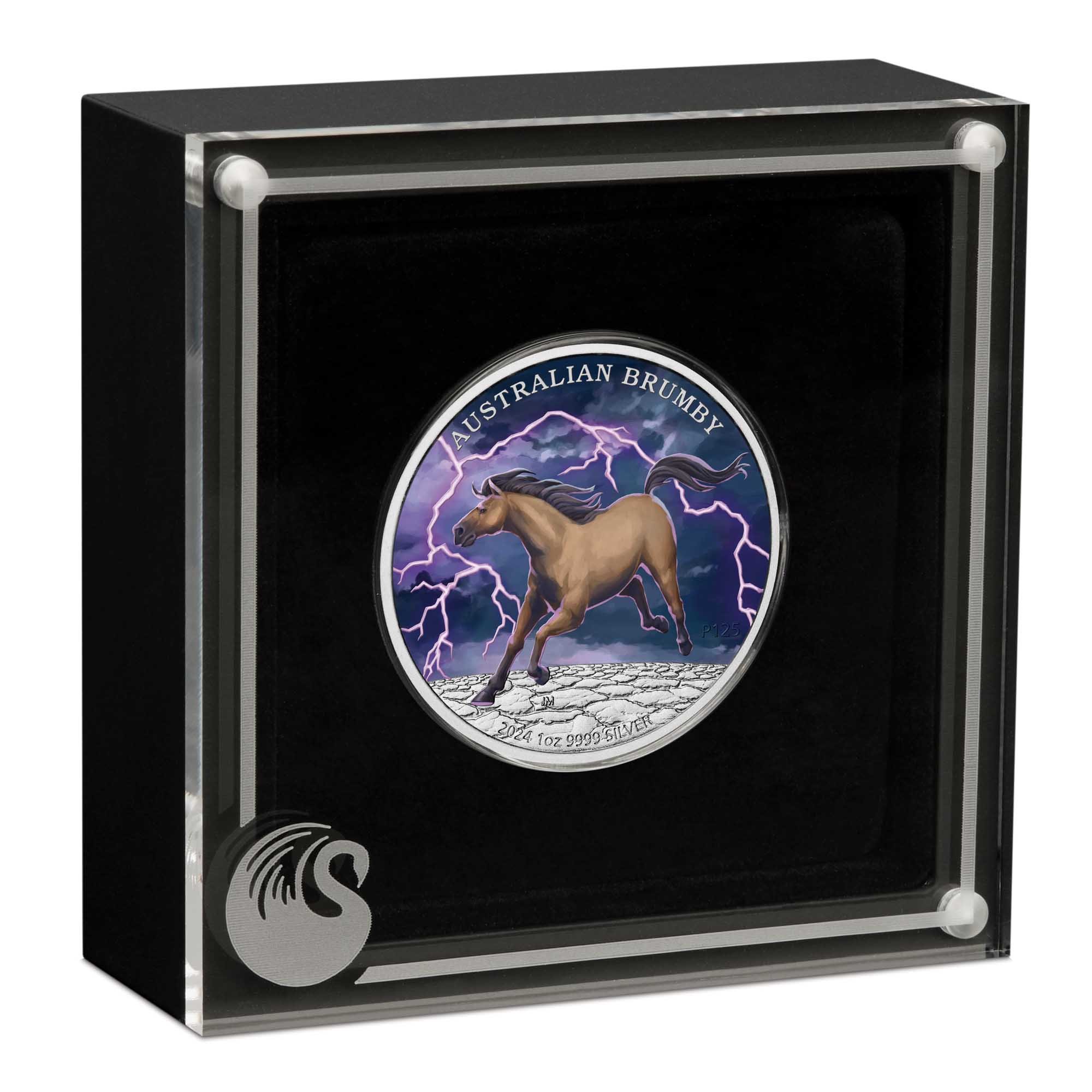 06 2024 Australian Brumby 1oz Silver Bullion Coloured Coin in case HighRes