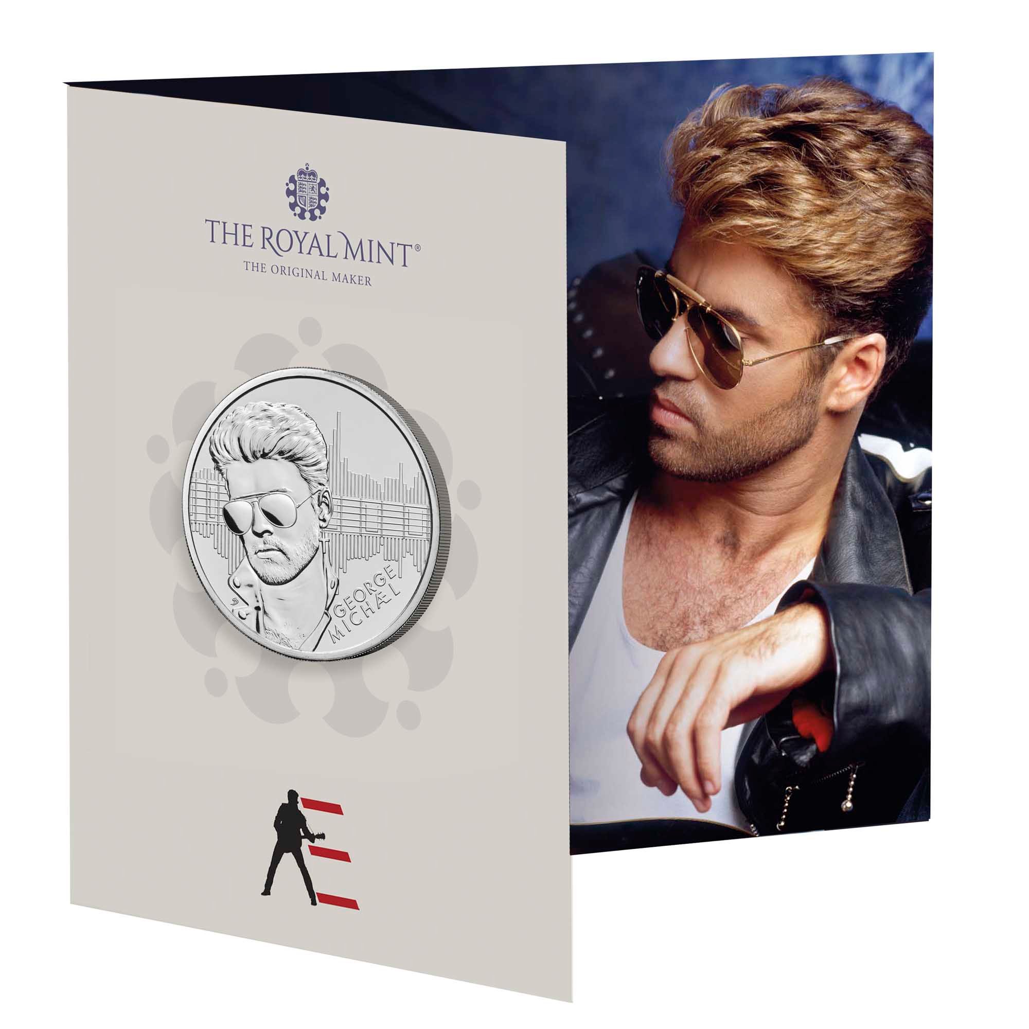 0. UK24GMBU George Michael 2024 UK GBP5 Brilliant Uncirculated Coin front