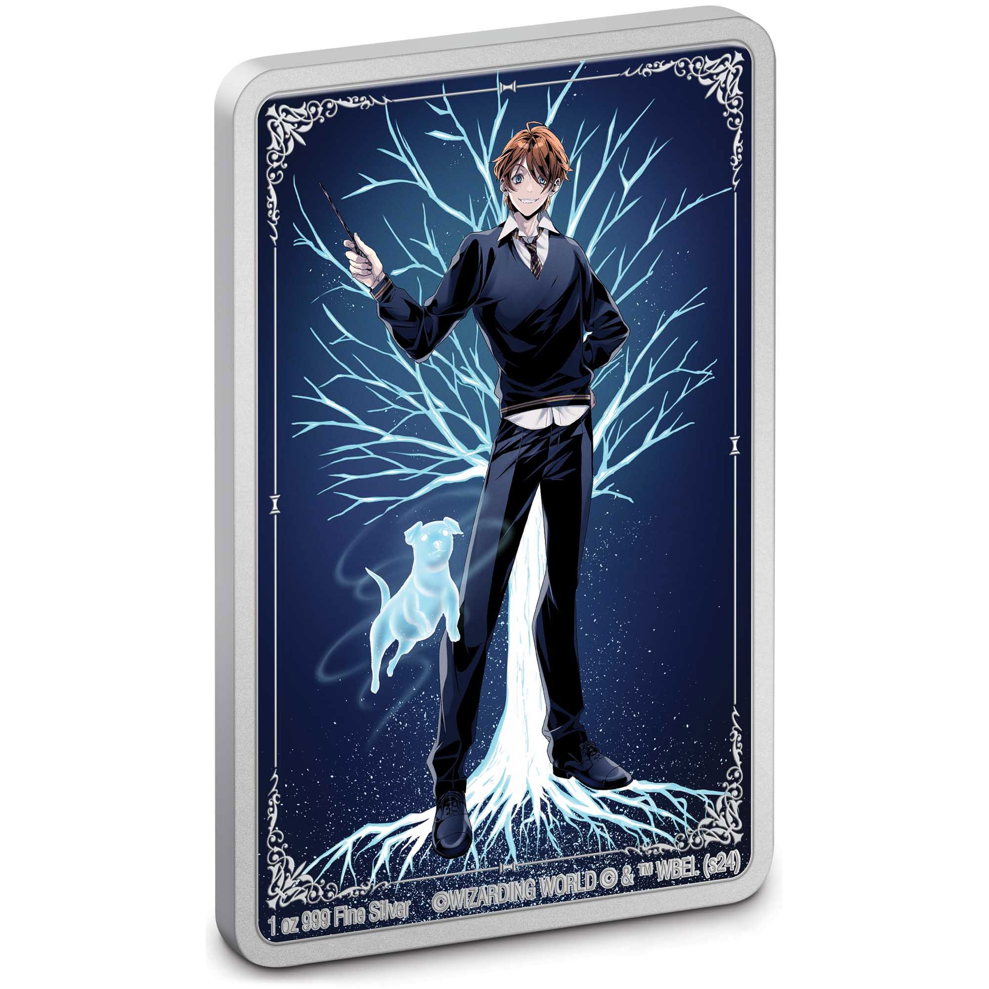 01 2024 HP PATRONUS Ron Weasley 1oz Ag Coin Rev Edge
