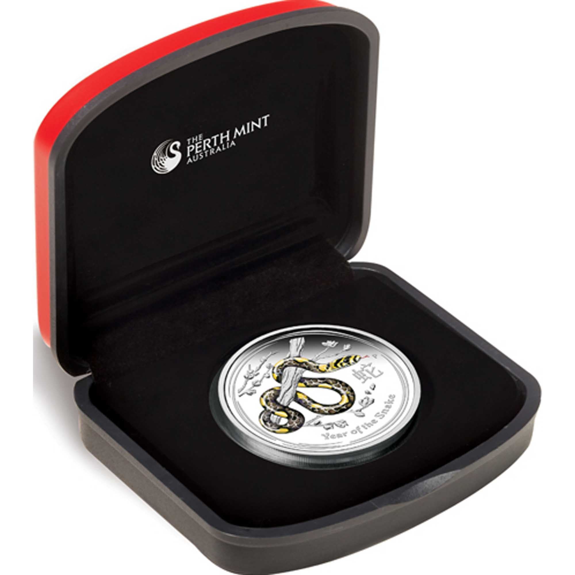 Australian Lunar Snake 2013 1oz Silver Proof Coloured Coin Case