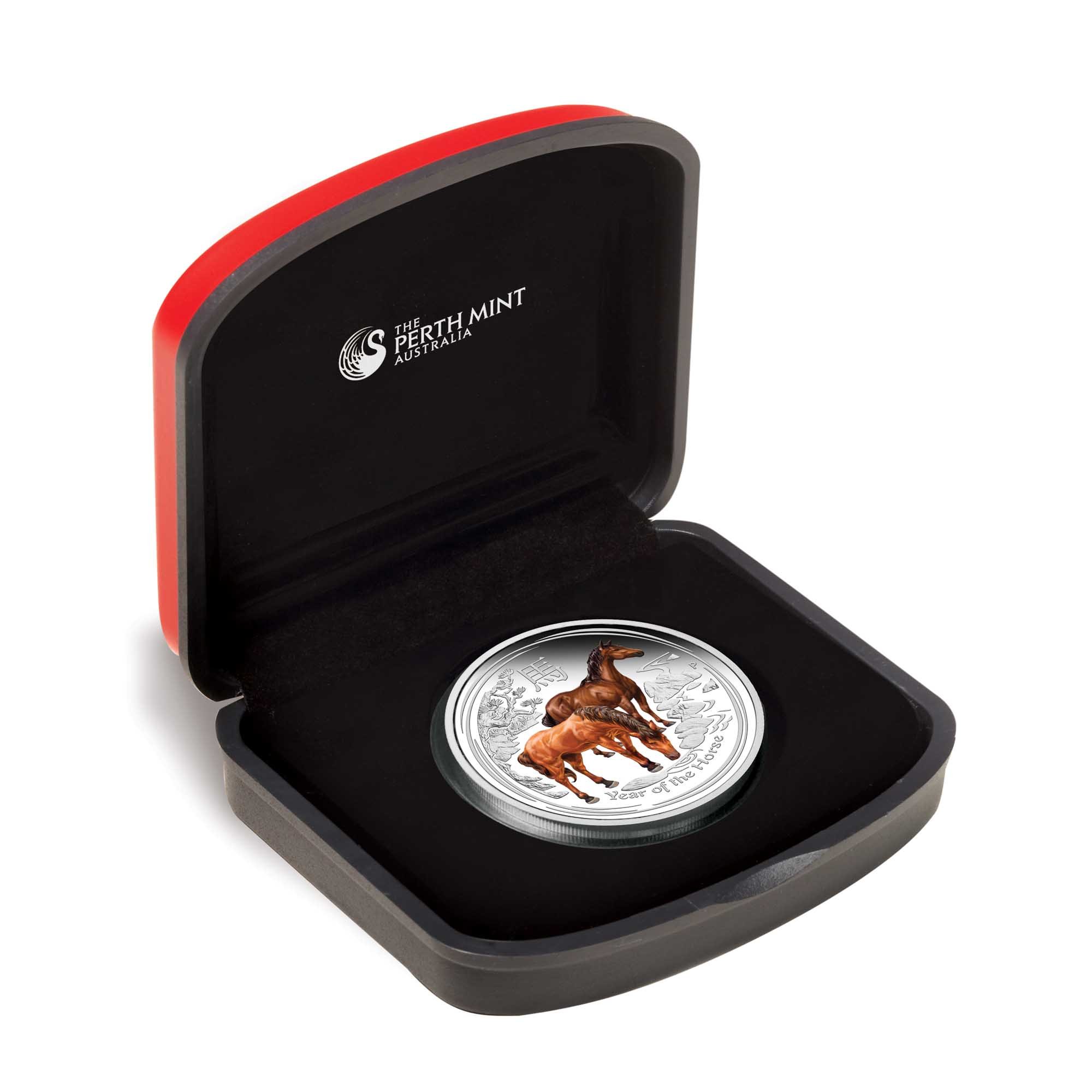 05 2014 Lunar YearOfTheHorse Silver 1oz Coloured Proof InCase HighRes