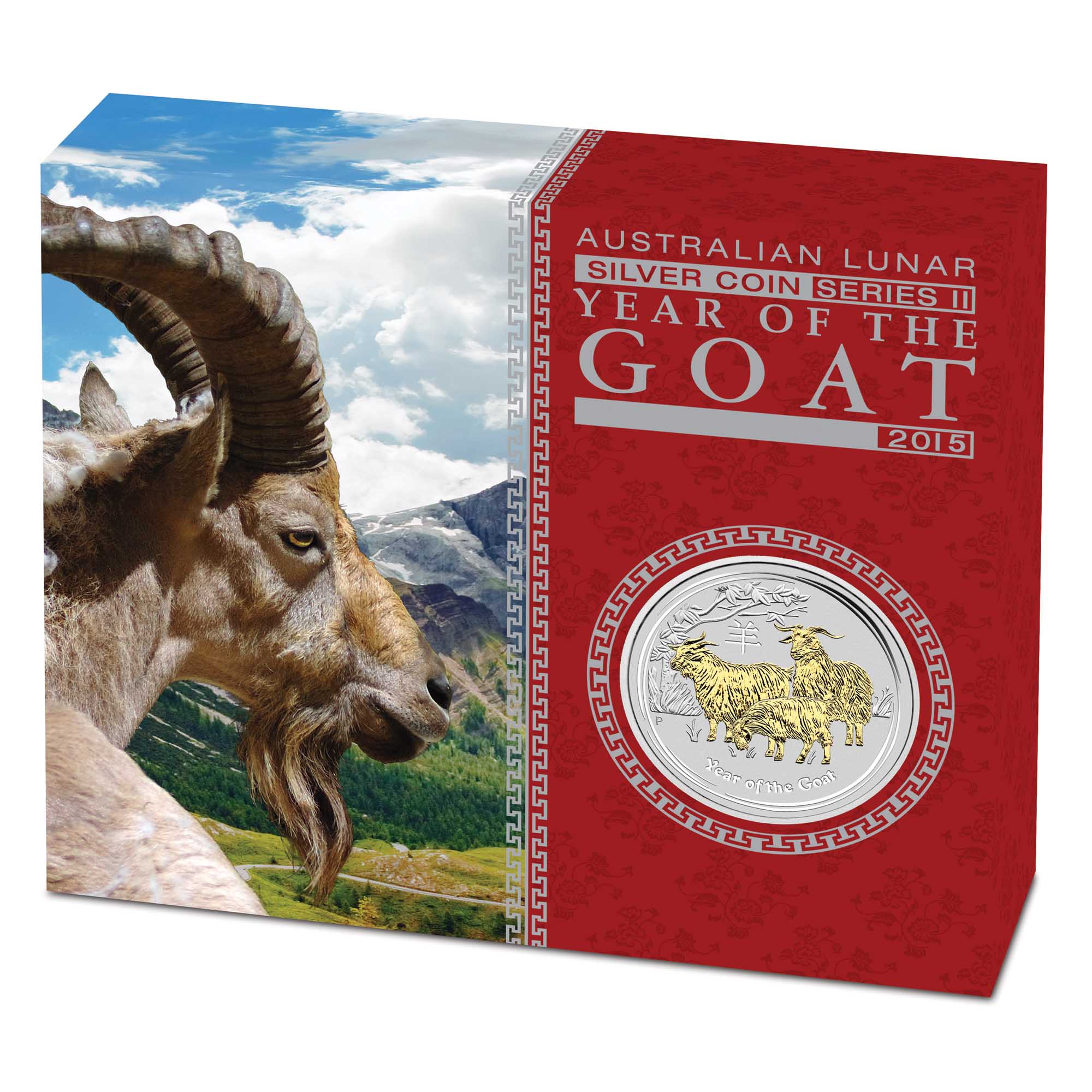 10 2015 YearOfTheGoat Silver 1oz Gilded InShipper HighRes