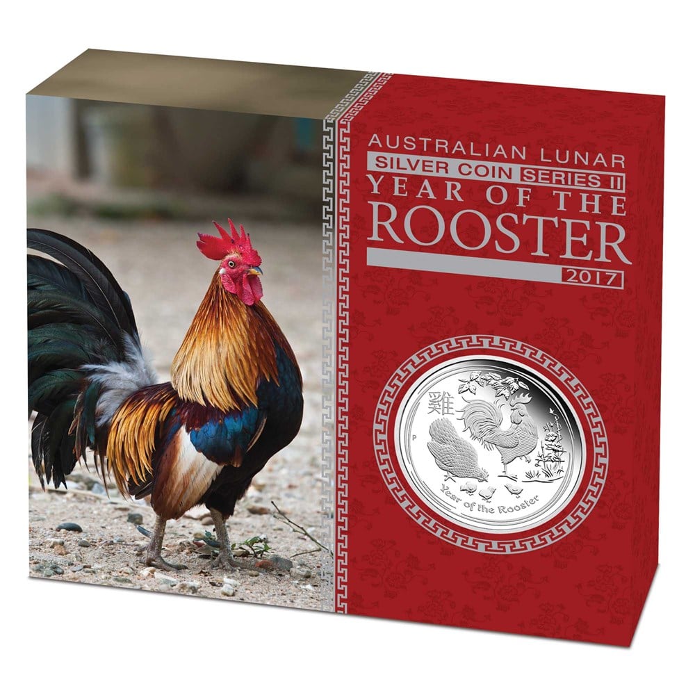 05 australian lunar series ii year of the rooster 2017 1oz silver proof InShipper