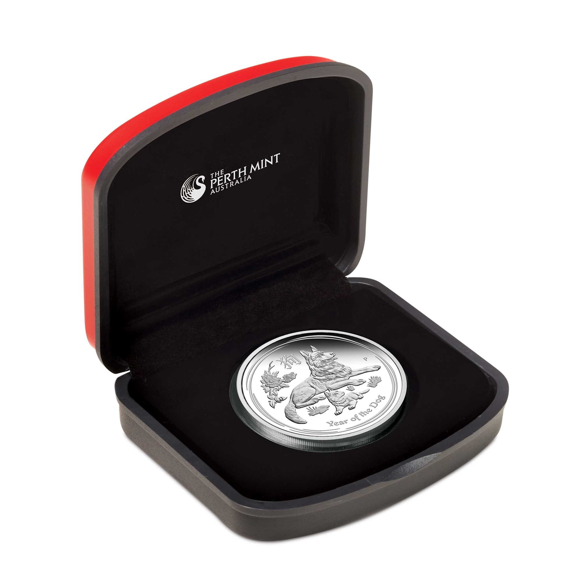 04 australian lunar silver coin series year of the dog 2018 1 2oz silver proof InCase