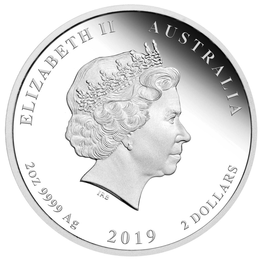 03 brisbane coin show pig 2019 2oz silver proof coloured Obverse