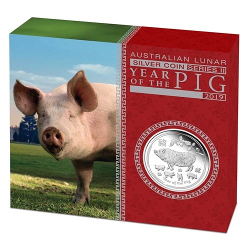 05 australian lunar silver coin series ii year of the pig 2019 1oz silver proof InShipper