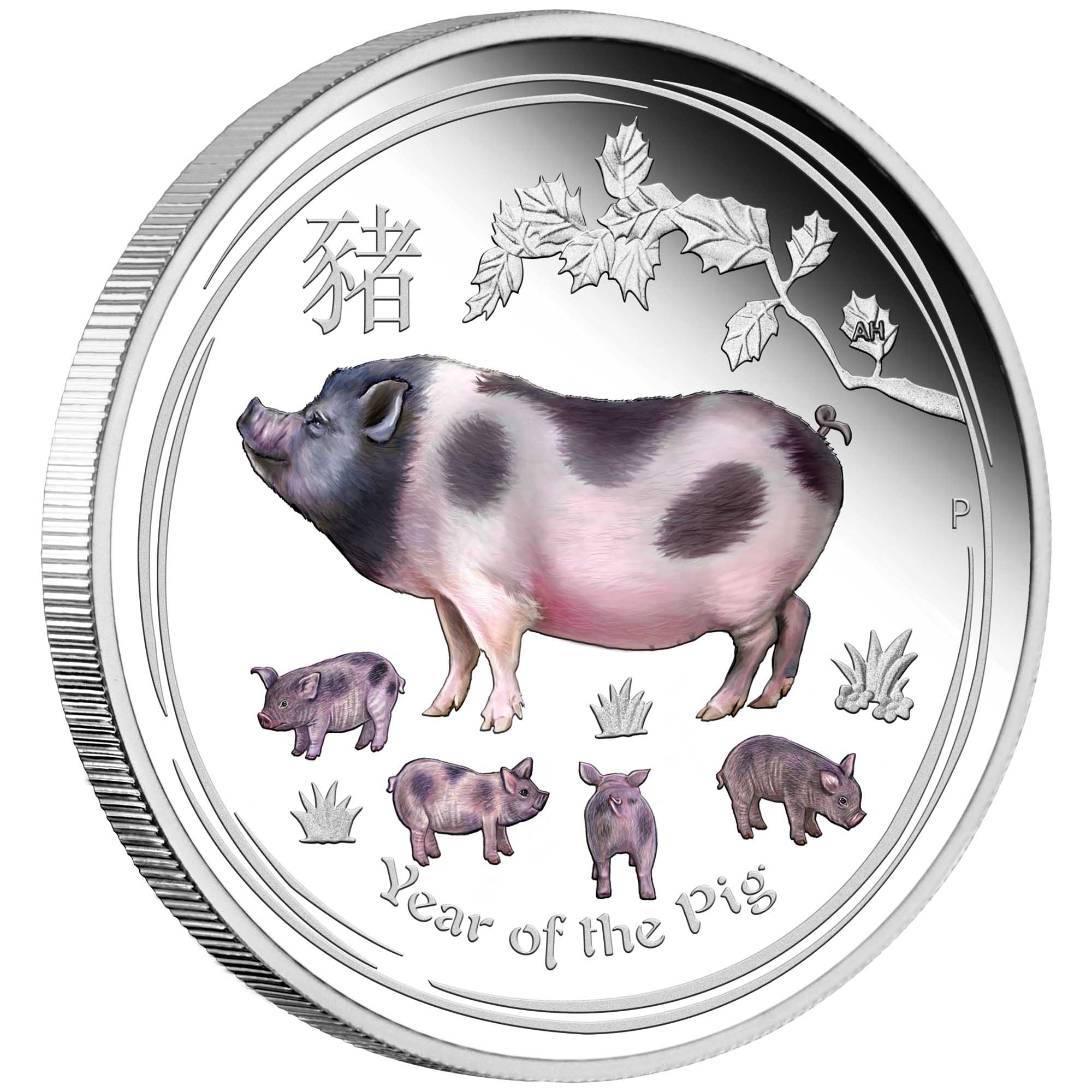 2019 1 oz Australian Lunar II The Year of the Pig Silver Colored Coin 