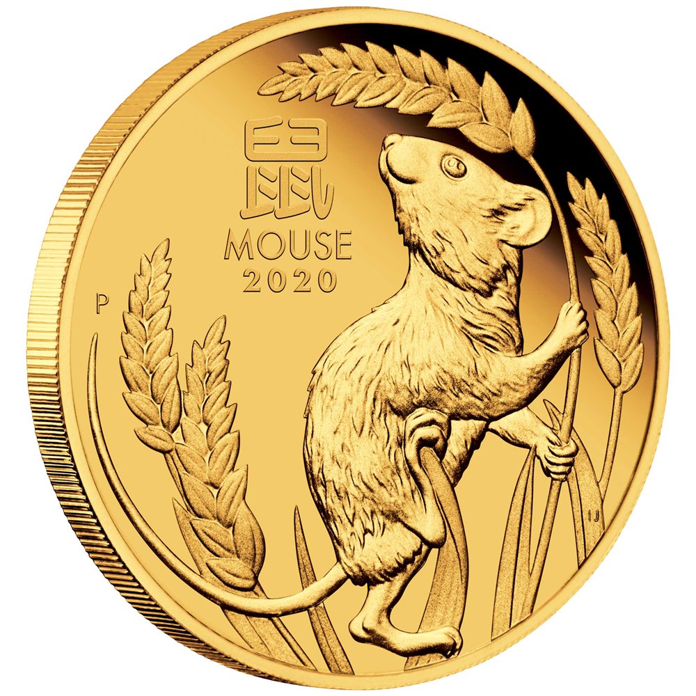 01 australian lunar series iii year of the mouse 2020 1 4oz gold proof OnEdge