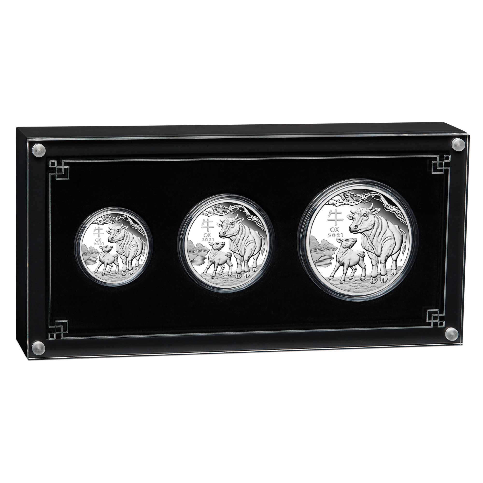 06 2021 year of the ox silver proof two coin set InCase