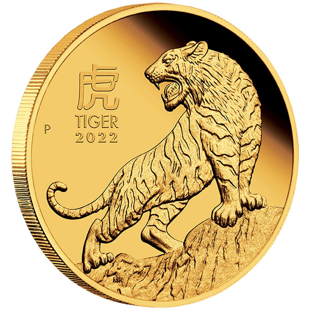 01 2022 Year of the Tiger 1 4oz  Gold Proof Coin OnEdge LowRes