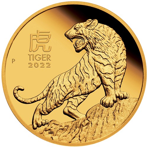 02 2022 Year of the Tiger 1oz  Gold Proof Coin StraightOn HighRes