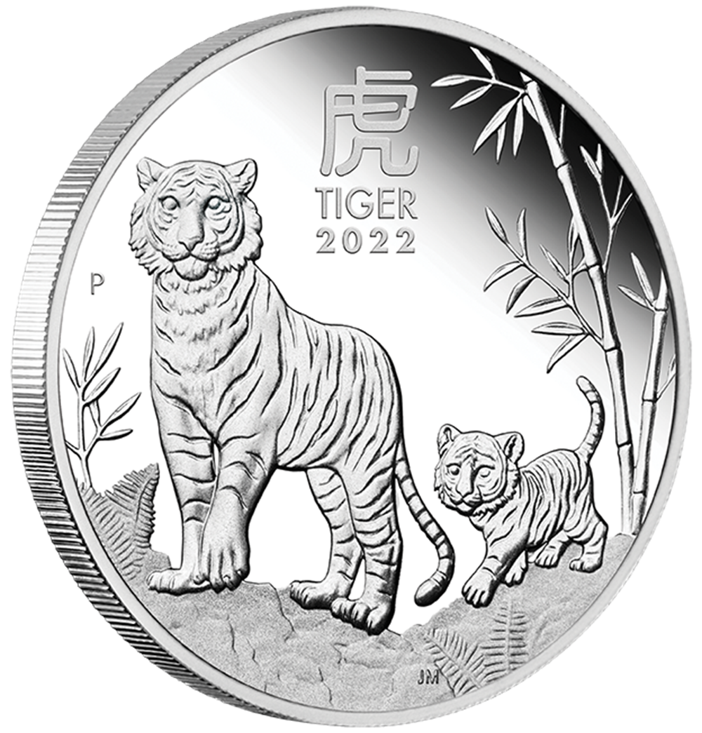 03 2022 Year of the Tiger 1oz  Silver Proof Coin OnEdge LowRes