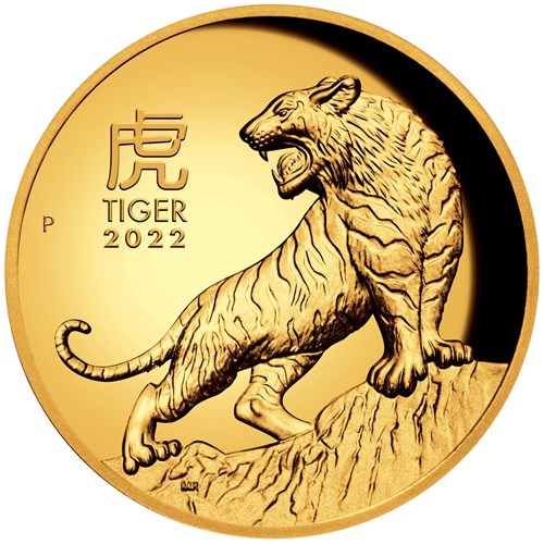 02 2022 Year of the Tiger 1oz Gold Proof High Relief Coin StraightOn HighRes
