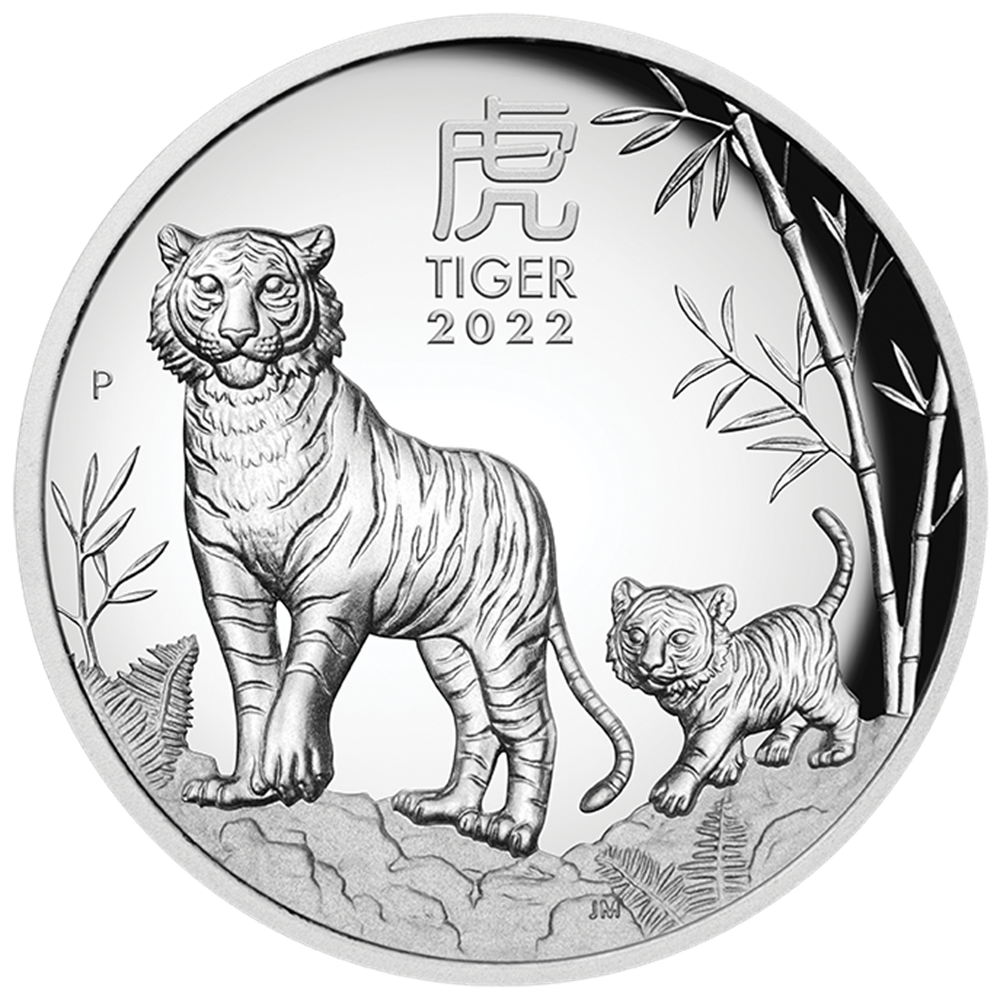 02 2022 Year of the Tiger 5oz Silver Proof High Relief Coin StraightOn LowRes