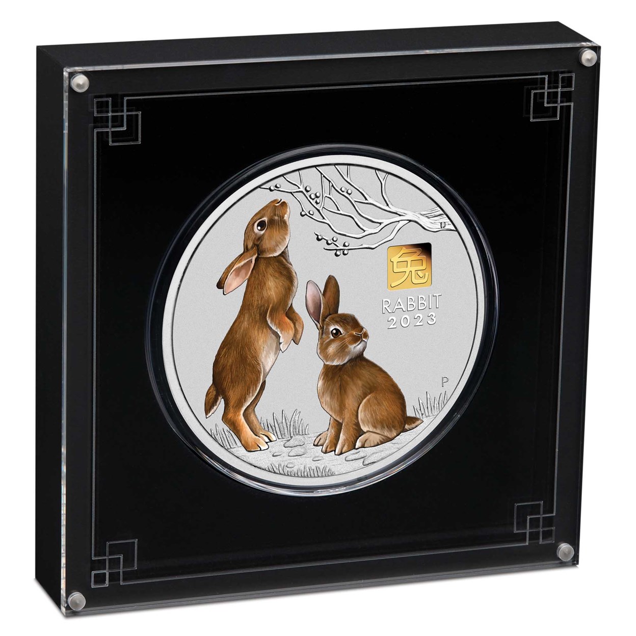 03 2023 Year of the Rabbit 1 Kilo Silver Coin With Gold Privy  InCase HighRes