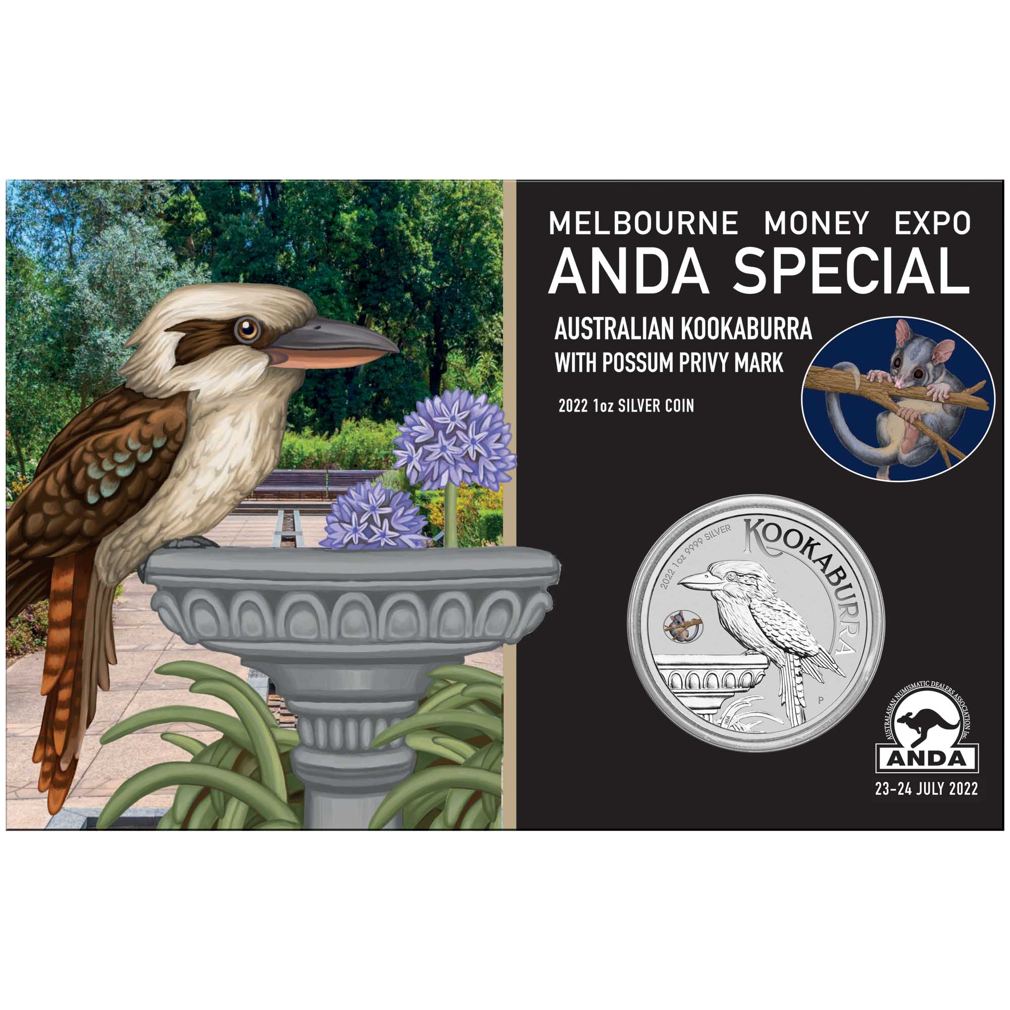 00 2022 MelbourneCoinShowSpecial AustralianKookaburra 1oz Silver Coin InCard HighRes