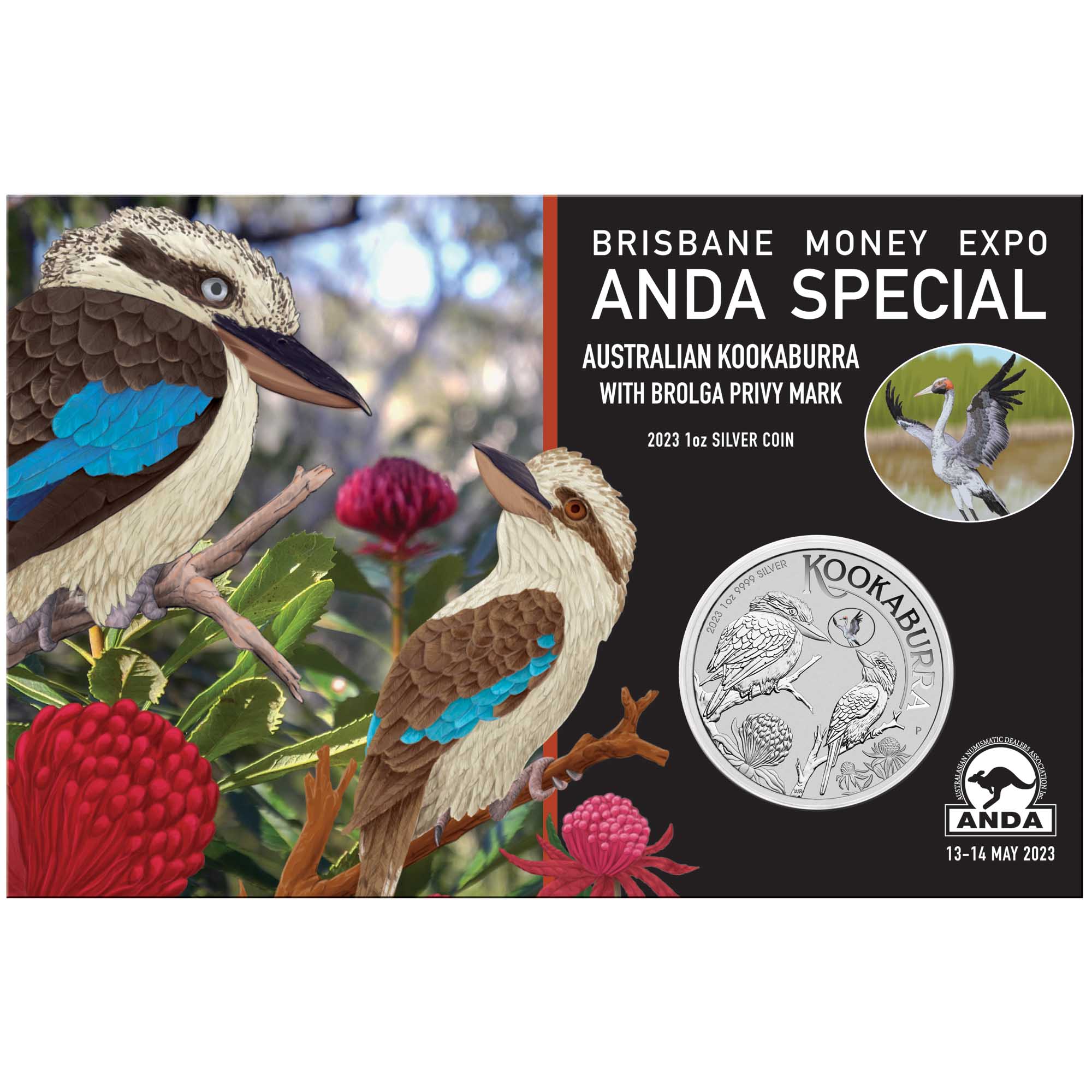 01 2023 Kookaburra 1oz Silver Coin with Brolga Privy InCard HighRes